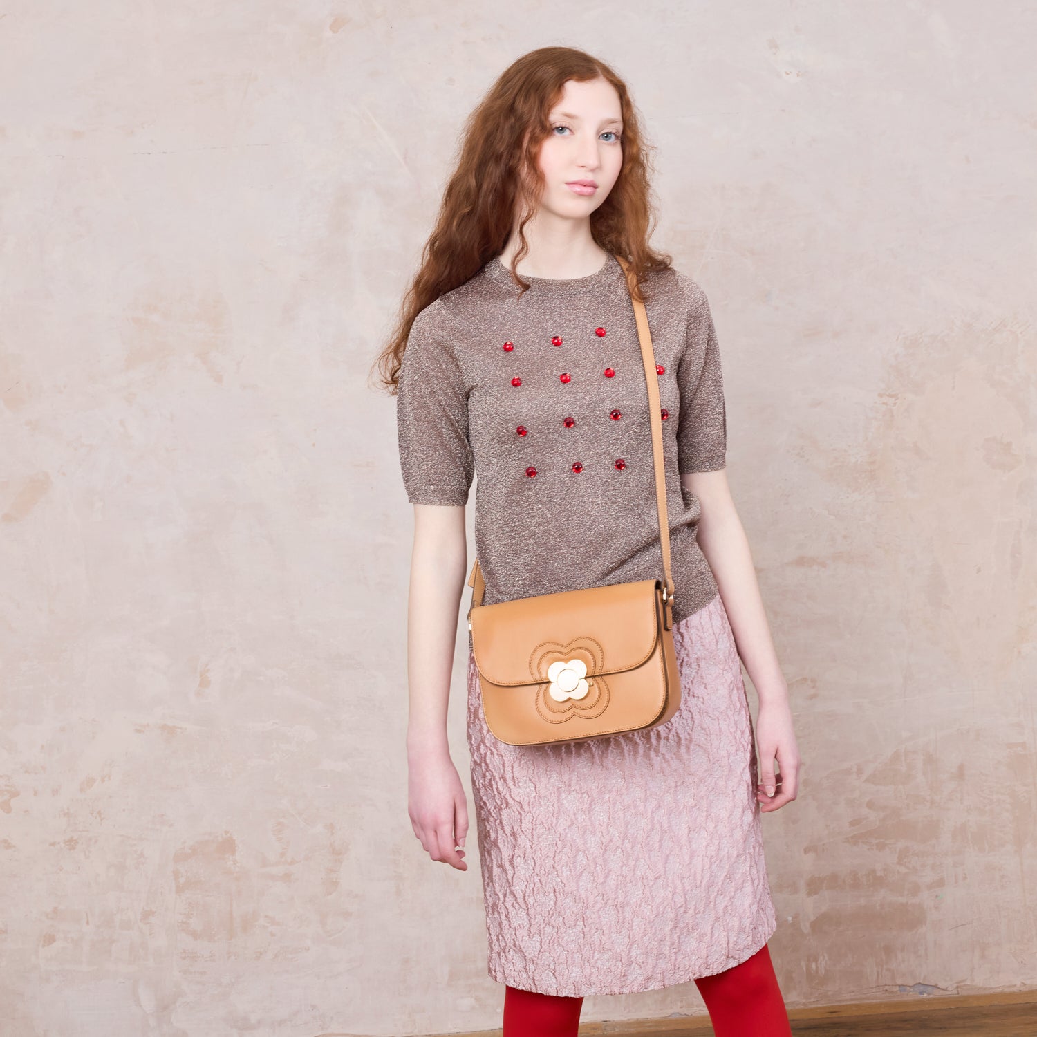 Eclipse Leather Crossbody Bag - Light Tan