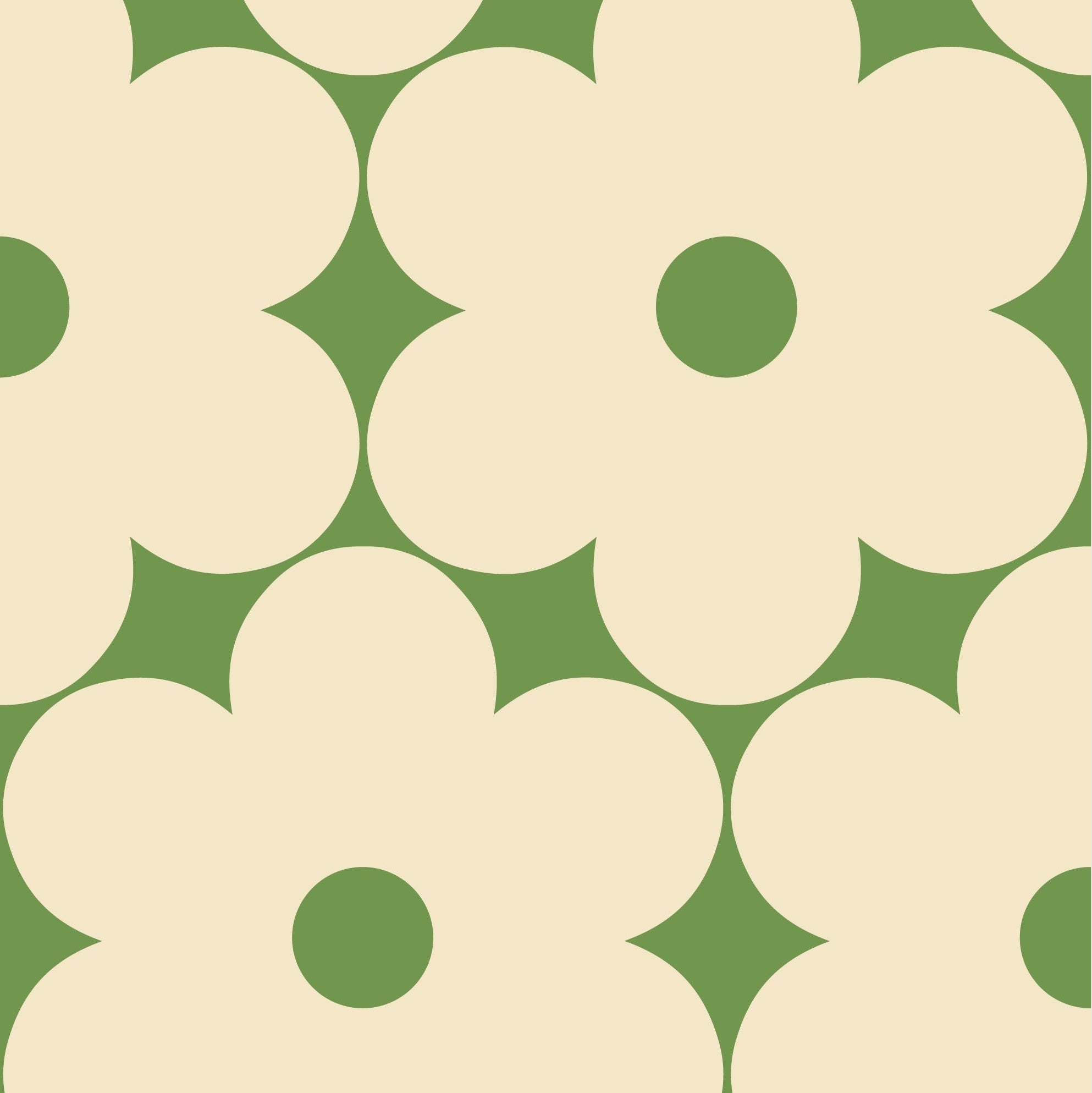 Flower Power Cream/Dill Wallpaper