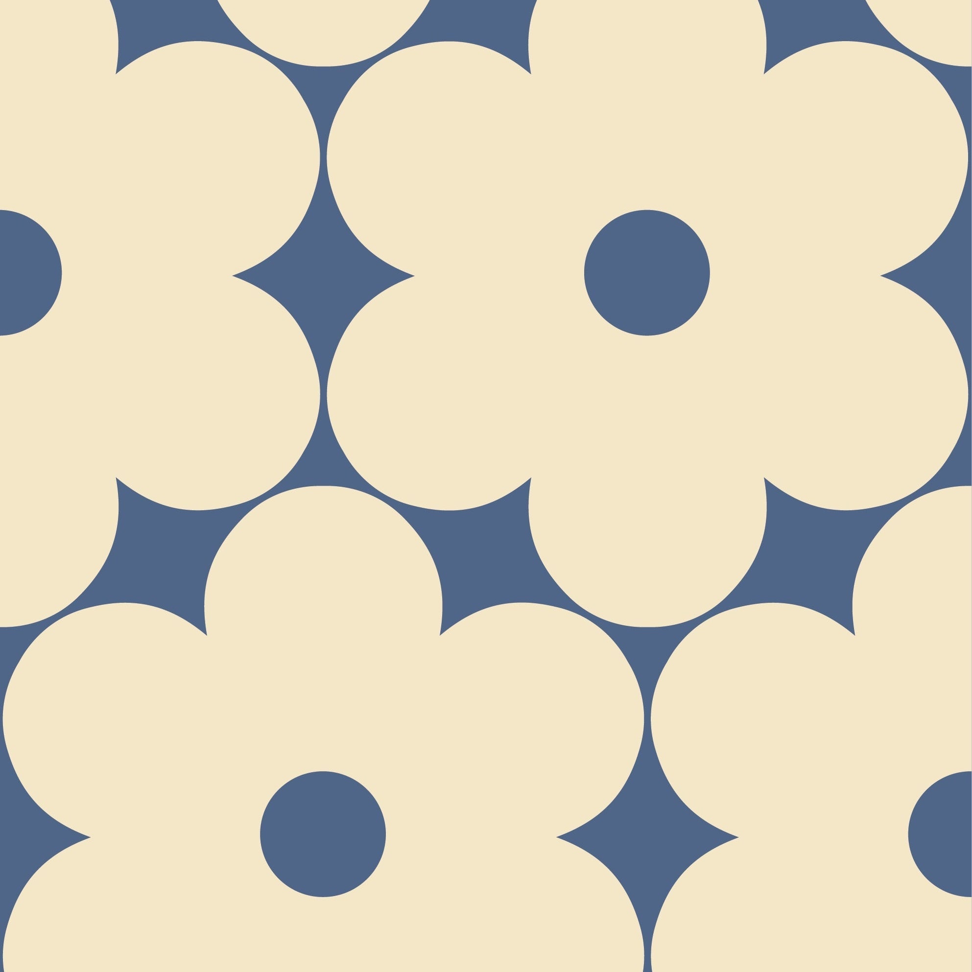 Flower Power Cream/Marine Wallpaper