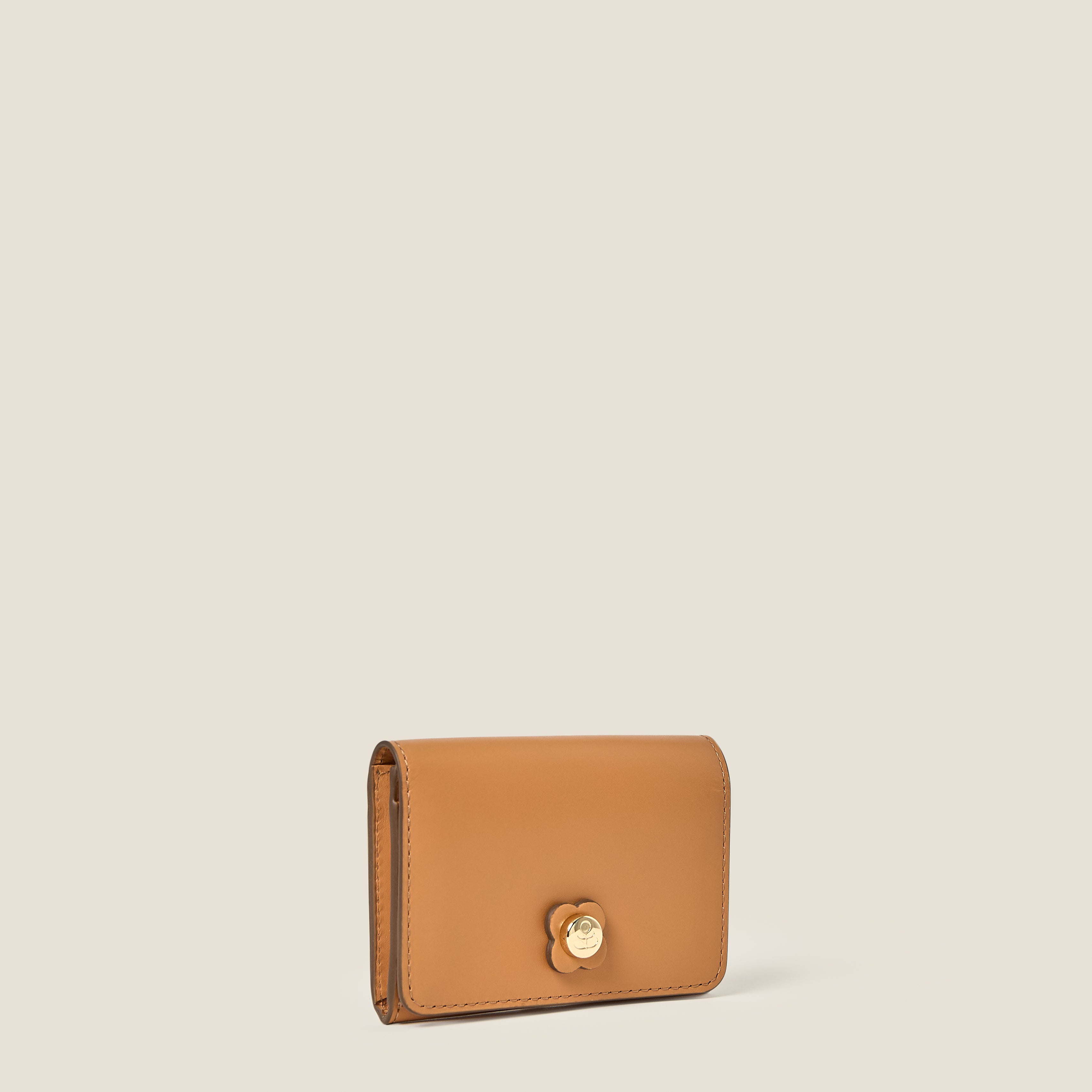 Folded Leather Card Holder - Light Tan
