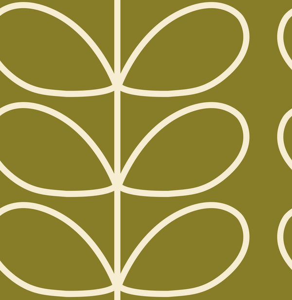 Giant Linear Stem Seagrass Wallpaper in Green Artwork by Orla Kiely