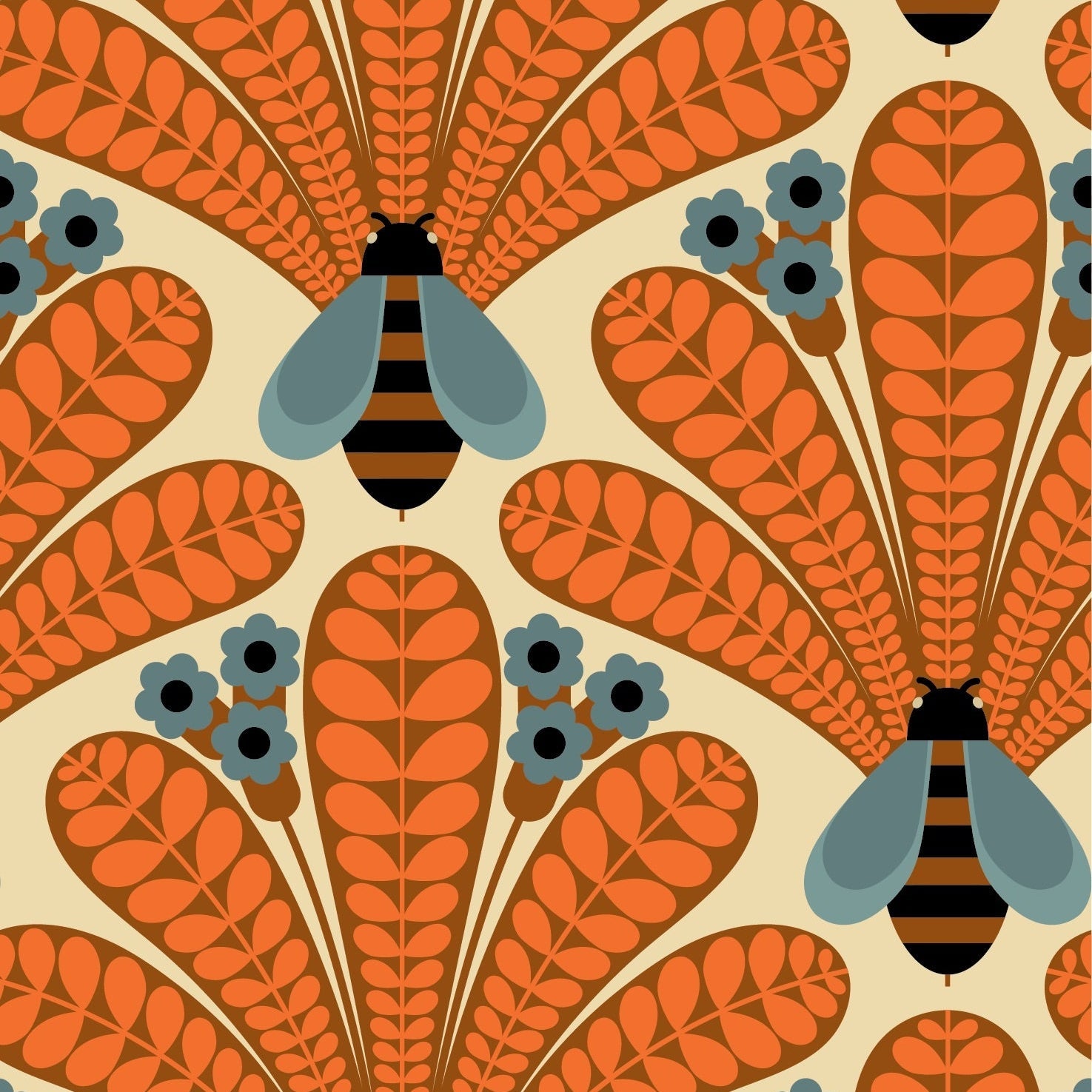 Honey-Bee Terracotta Wallpaper