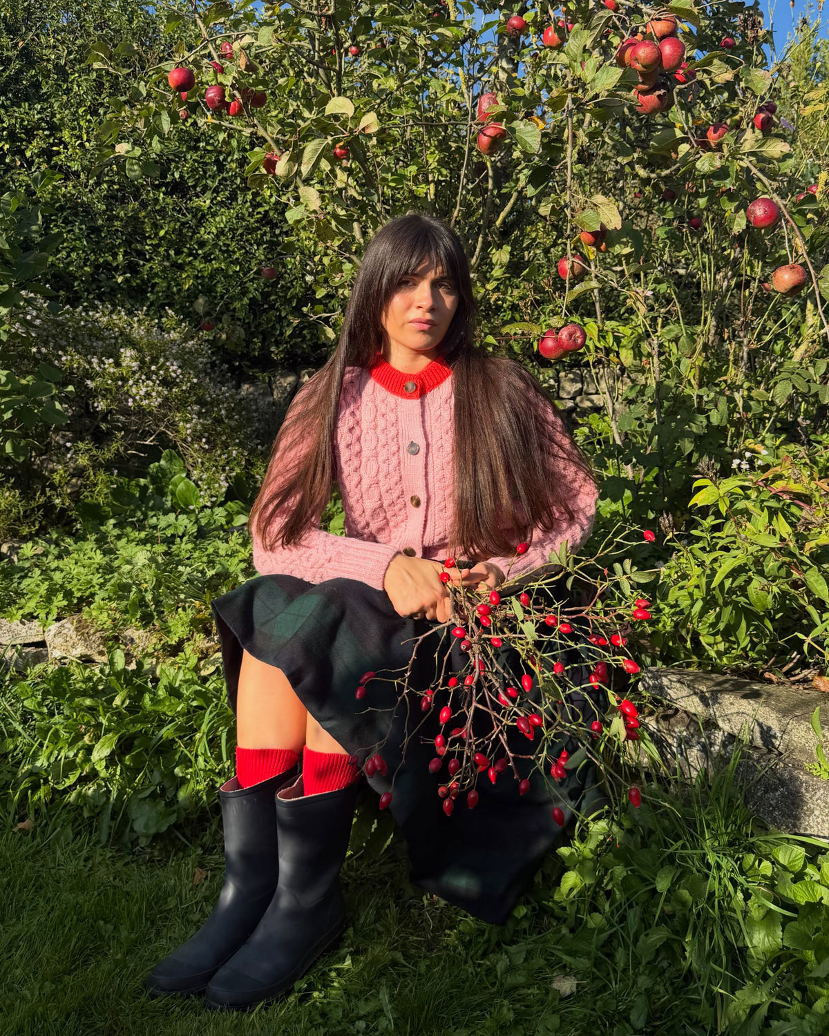 Maeve Cardigan - Lava Orange/Rose Mix
