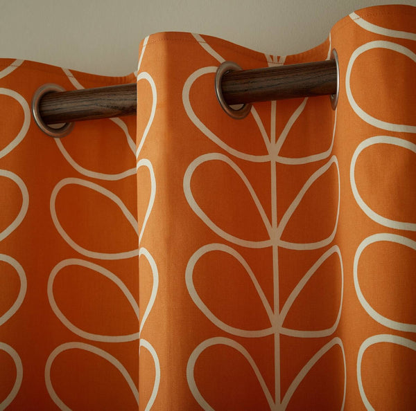 Linear Stem Lined Eyelet Curtains - Burnt Orange