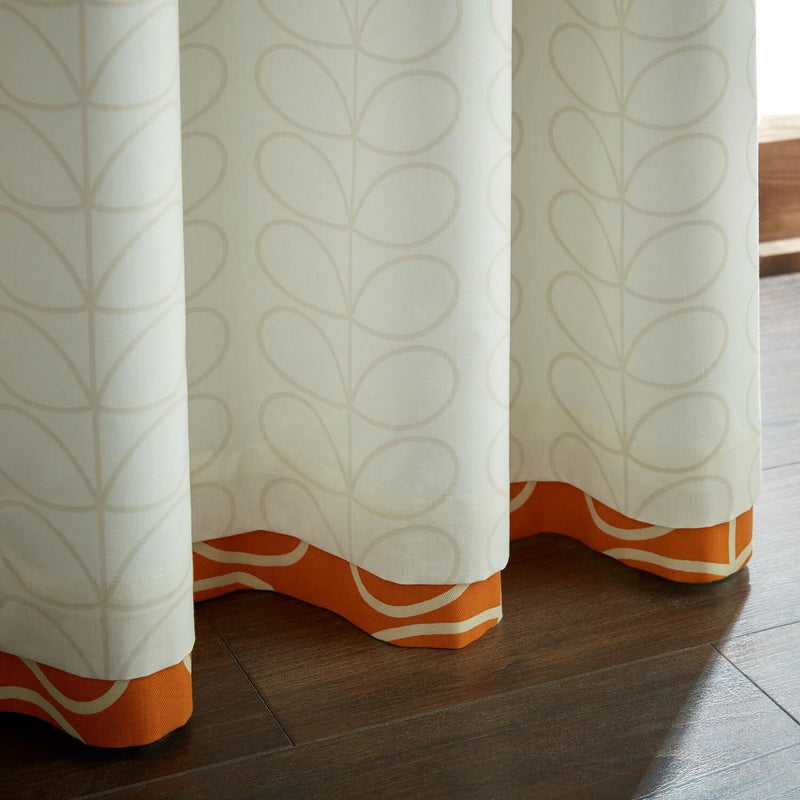 Linear Stem Lined Eyelet Curtains - Burnt Orange