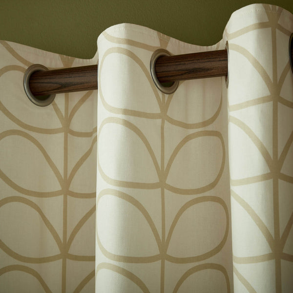 Linear Stem Lined Eyelet Curtains - Natural