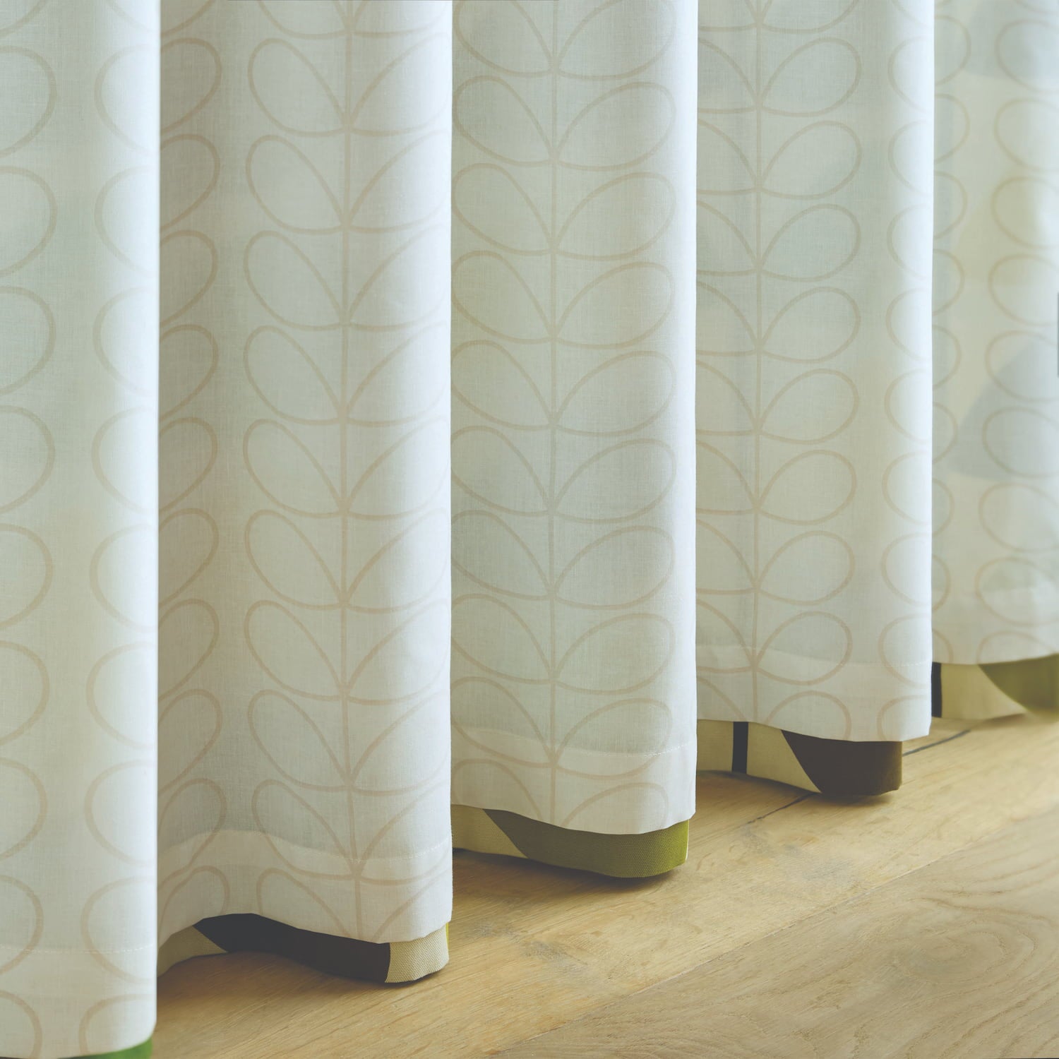 Multi Stem Lined Eyelet Curtains - Fern Ochre