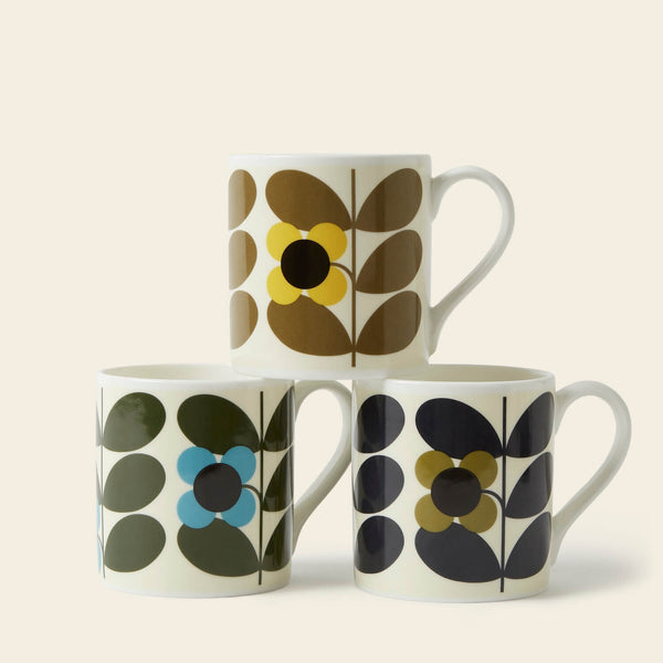 Stem Bloom China Floral Mug Trio by Orla Kiely