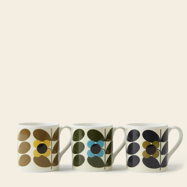 Stem Bloom China Floral Mug Trio by Orla Kiely