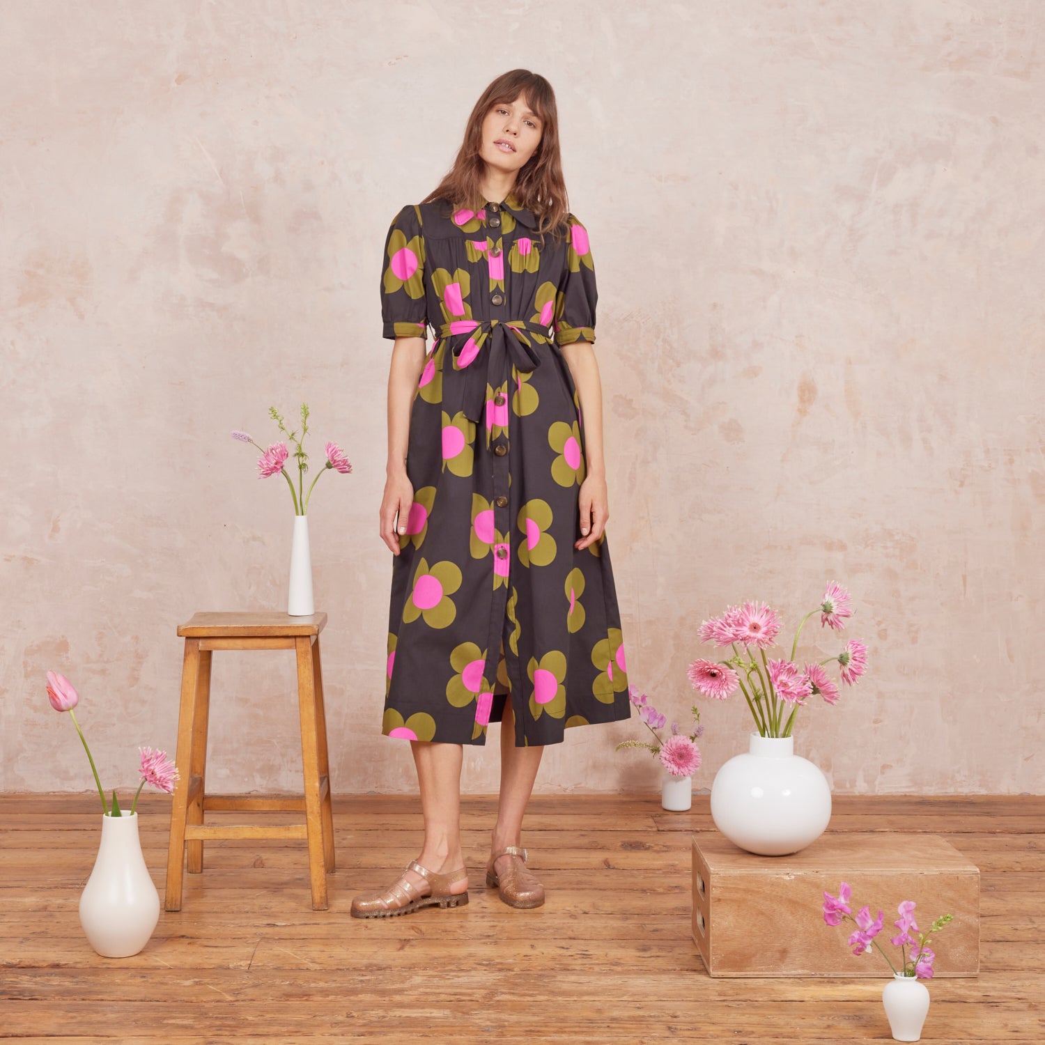 The Anna Shirt Dress - Giant Flower Spot