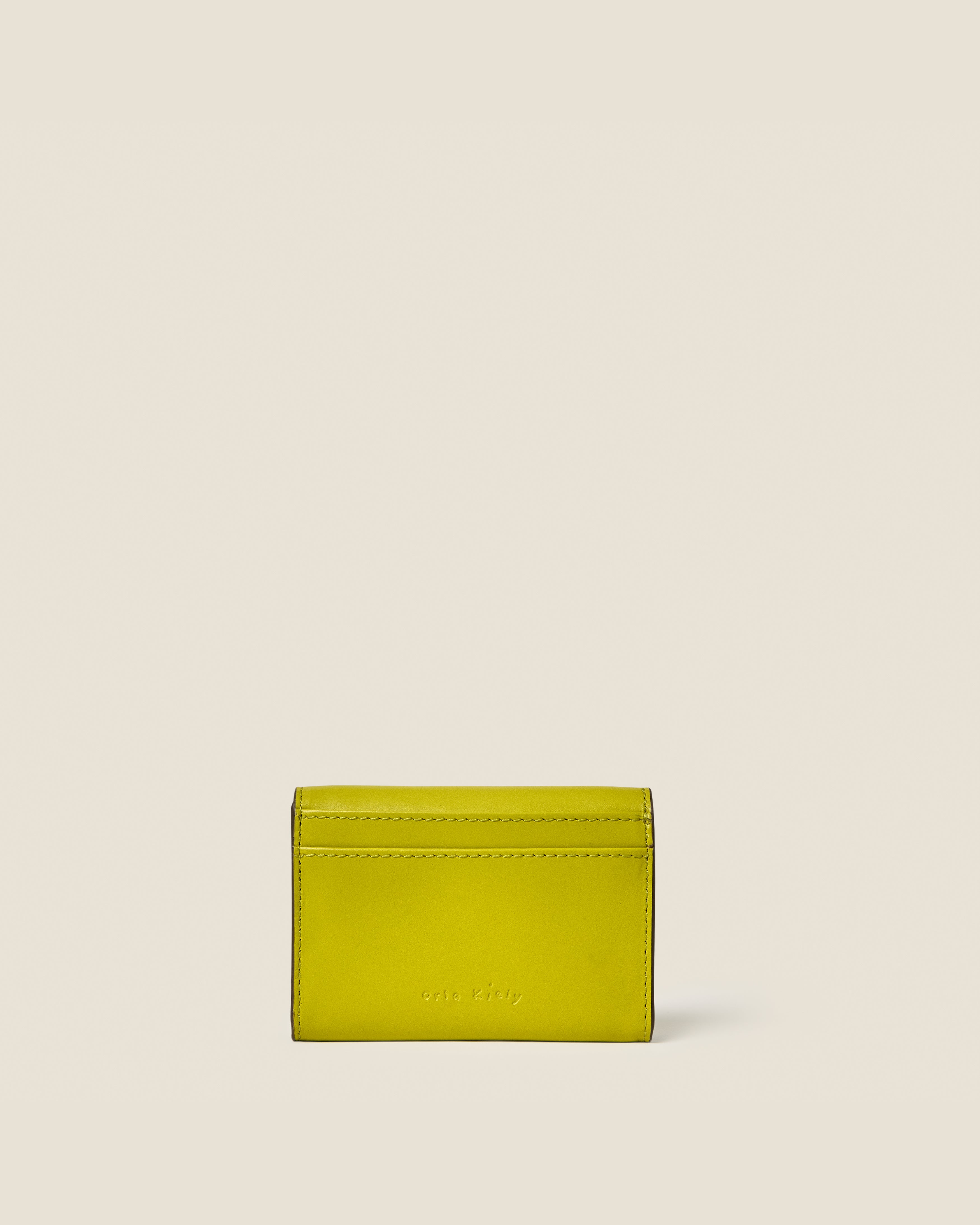 Folded Leather Card Holder - Chartreuse