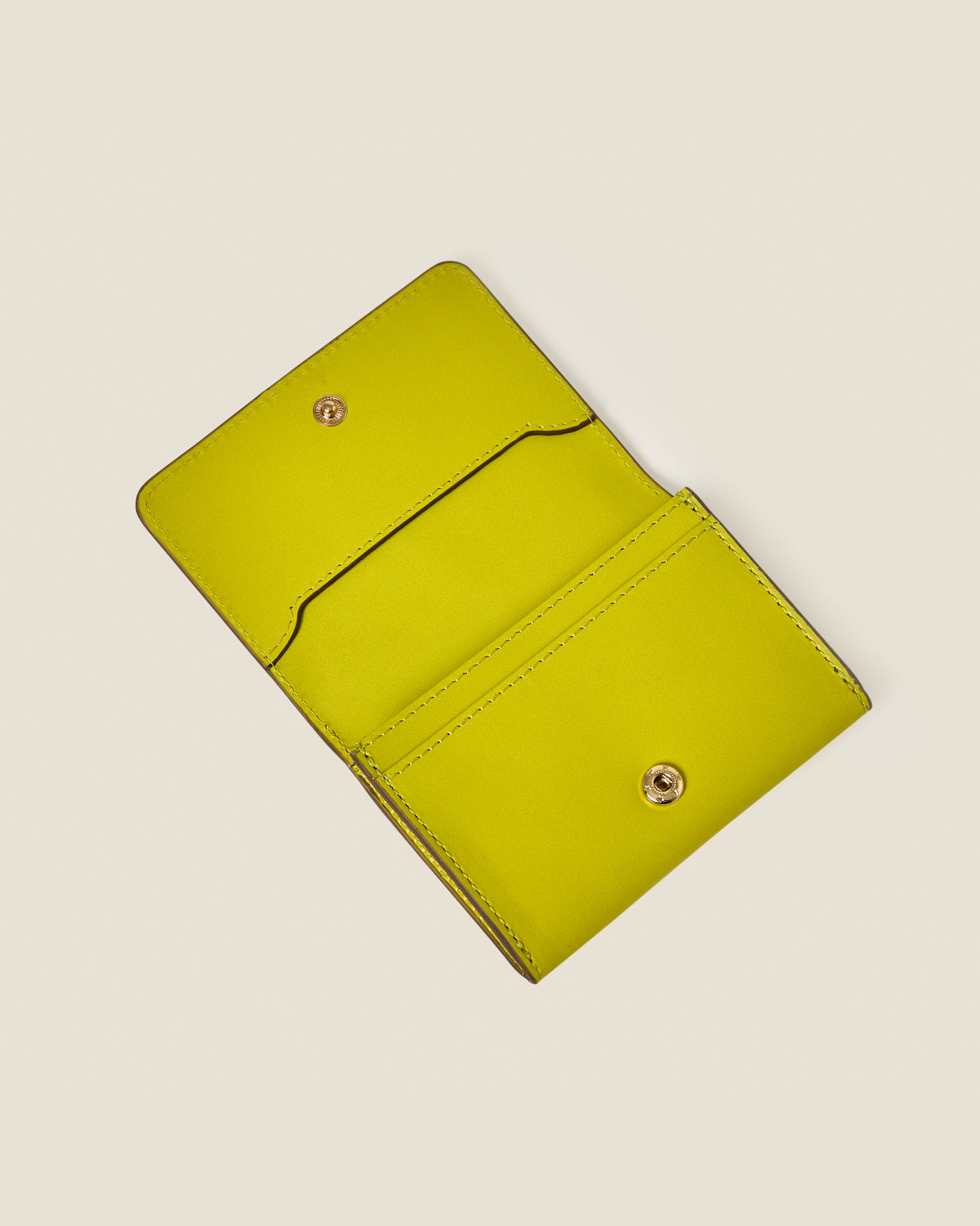 Folded Leather Card Holder - Chartreuse