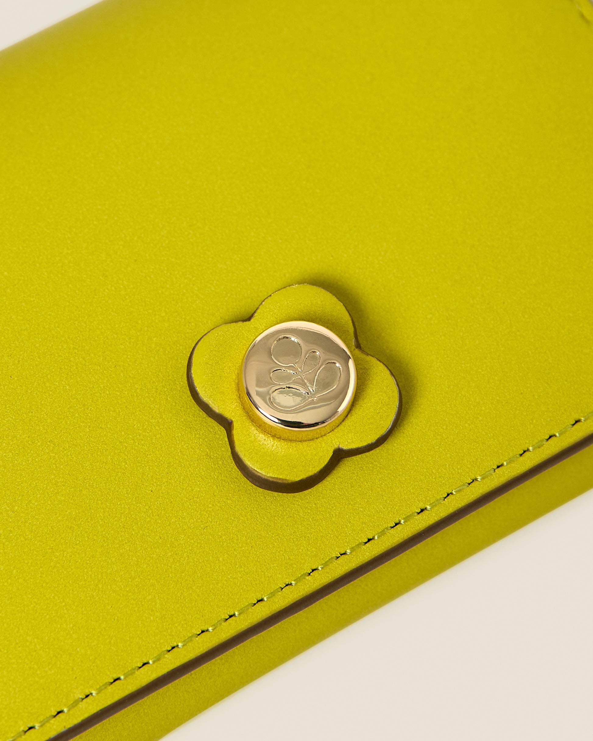 Folded Leather Card Holder - Chartreuse