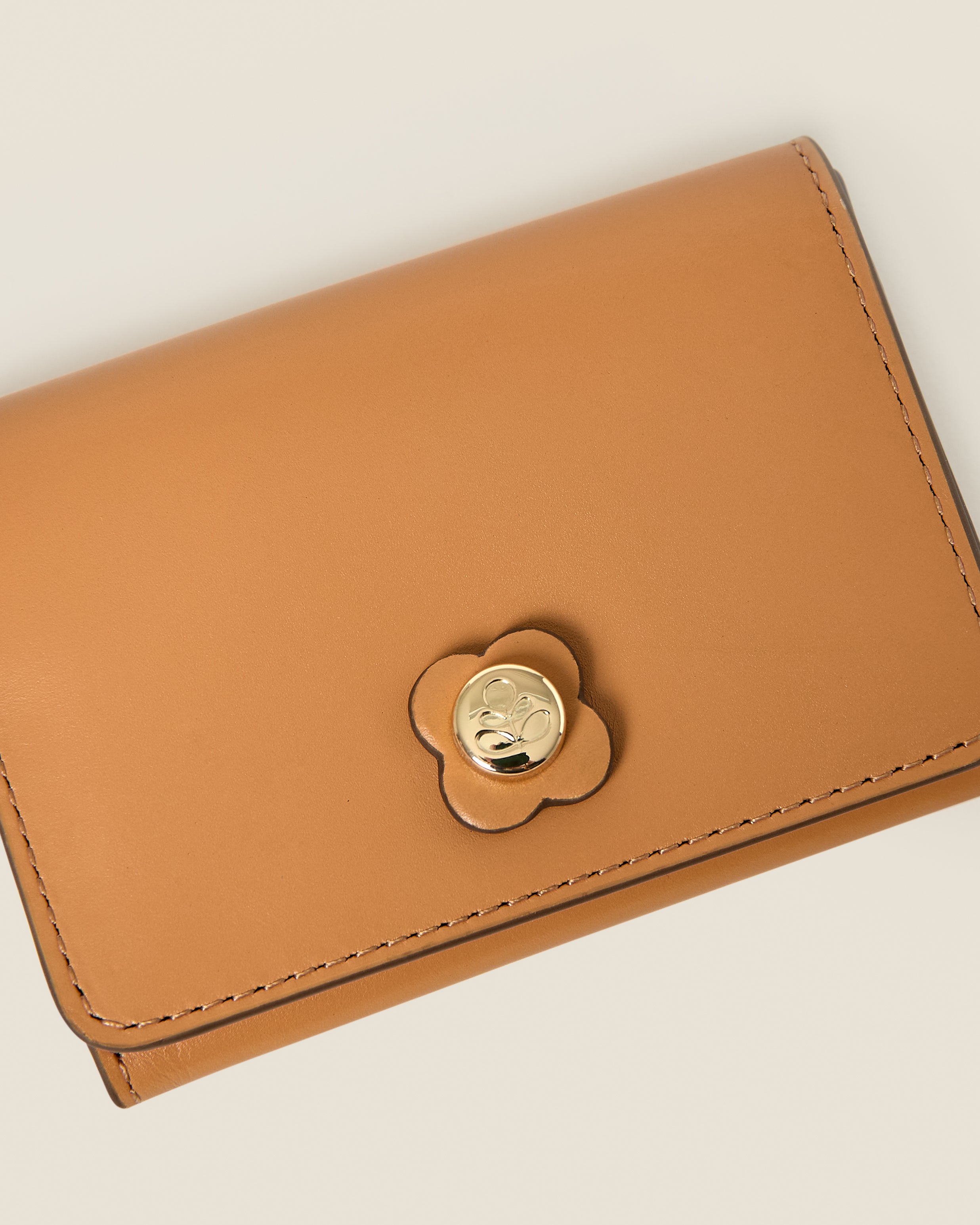 Folded Leather Card Holder - Light Tan