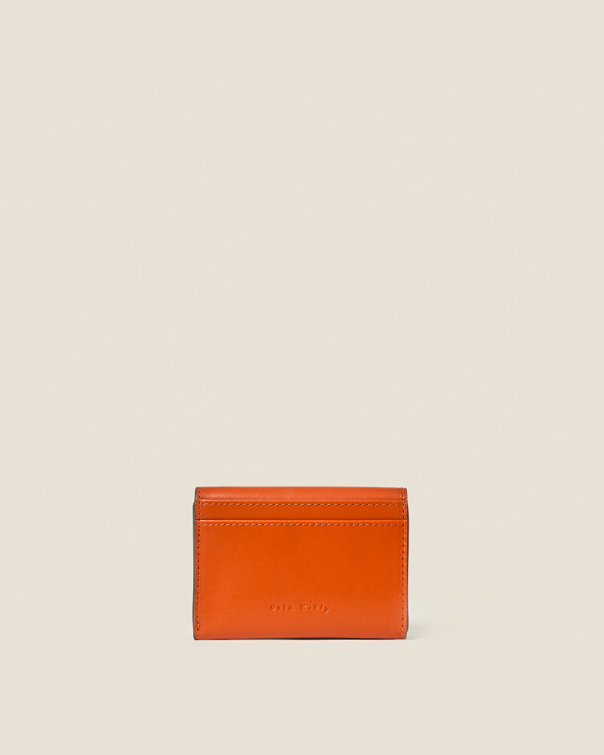 Folded Leather Card Holder - Orange