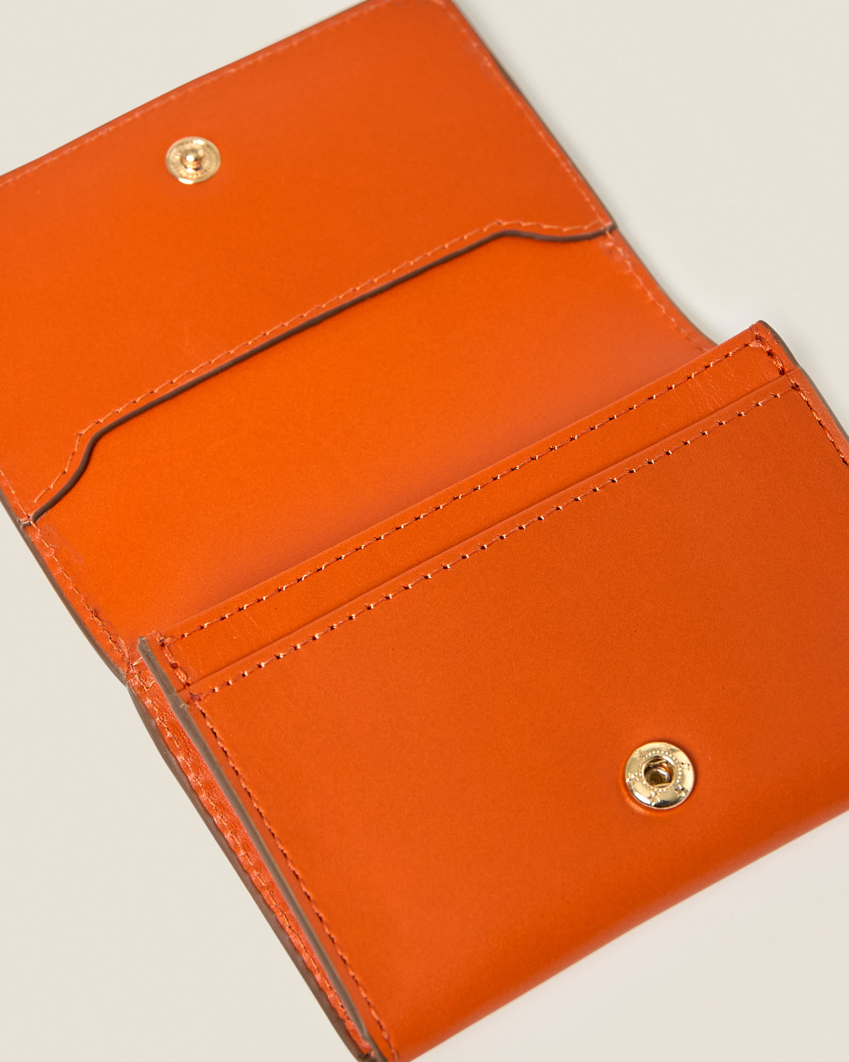 Folded Leather Card Holder - Orange