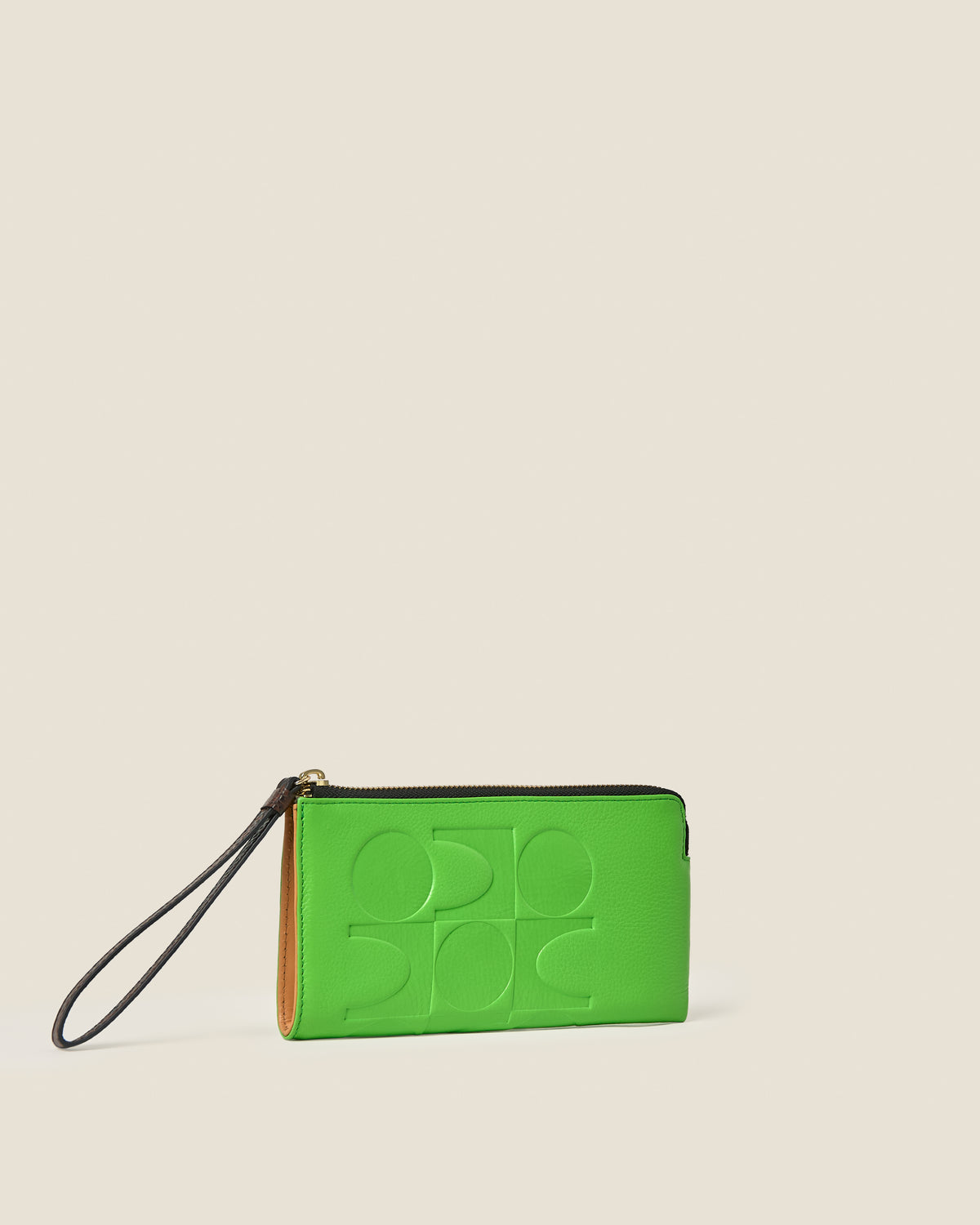 Flat Zip Leather Wallet - Lawn Green
