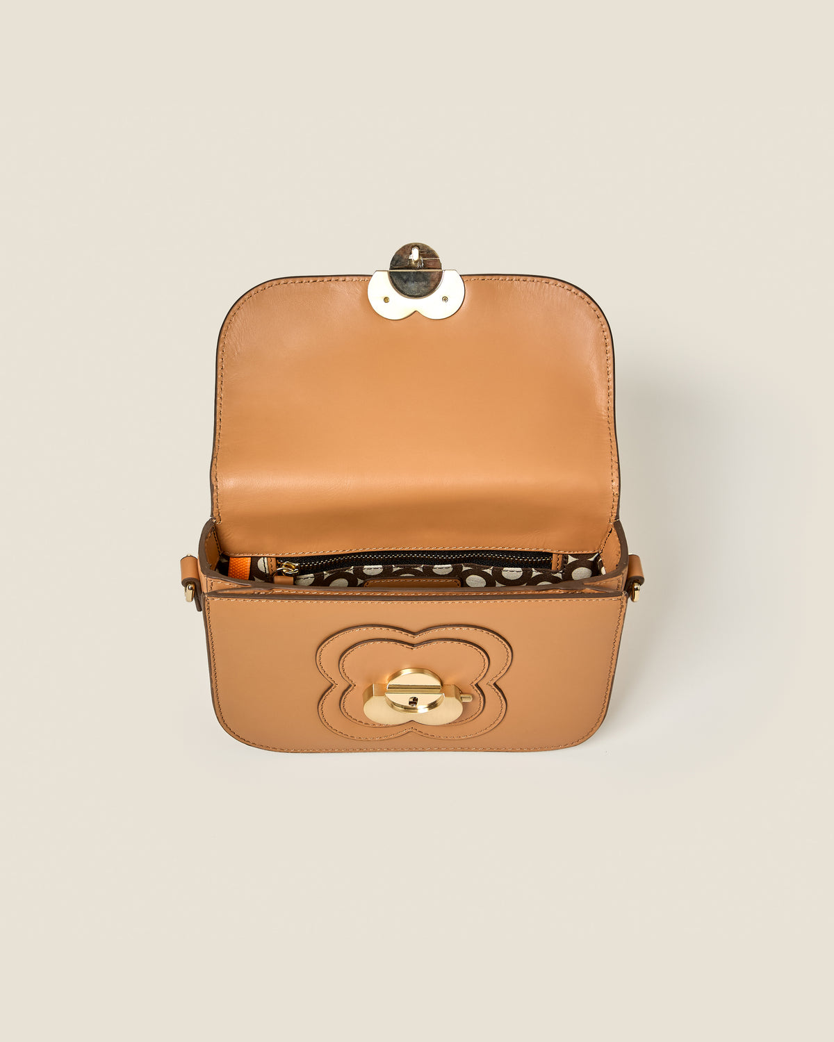 Mini Eclipse Leather Crossbody Bag - Light Tan