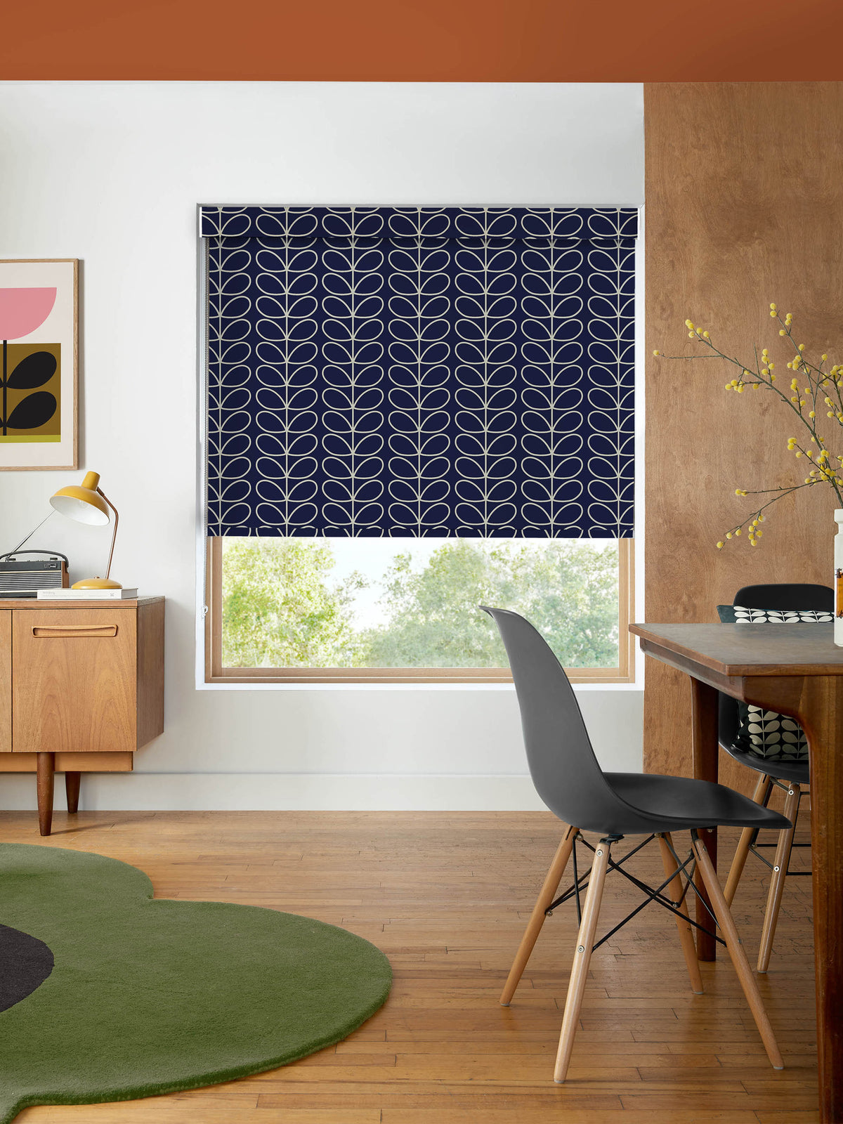 Linear Stem Navy Whale Made to Measure Roller Blind