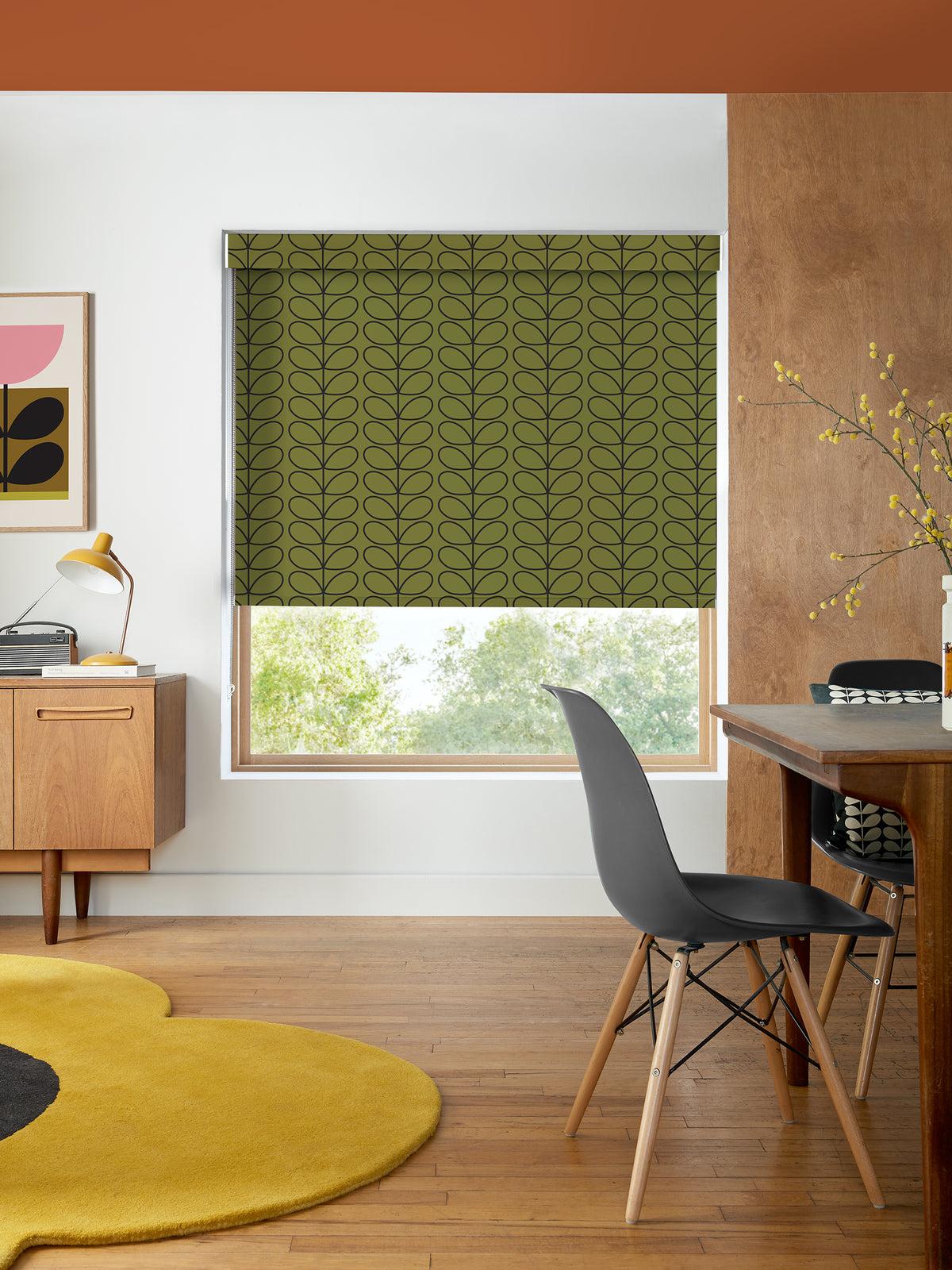 Linear Stem Olive & Black Made to Measure Roller Blind