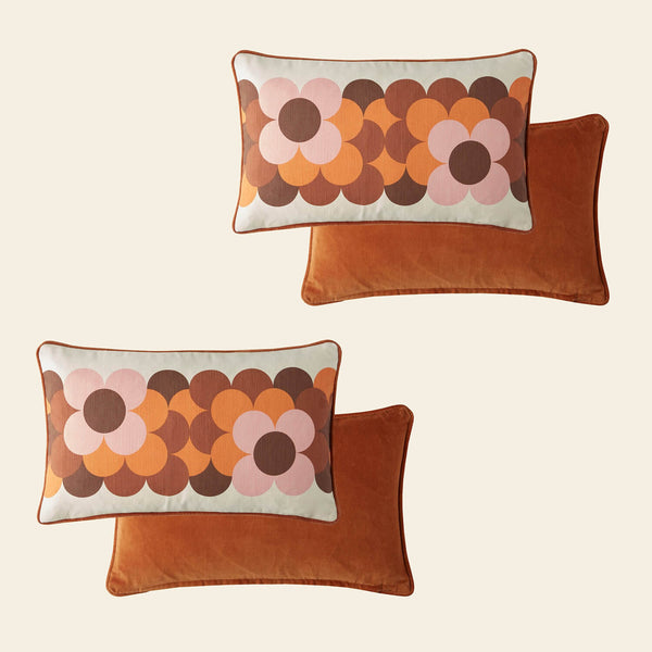 Retro Flower Stripe Cushion Bundle - Canyon