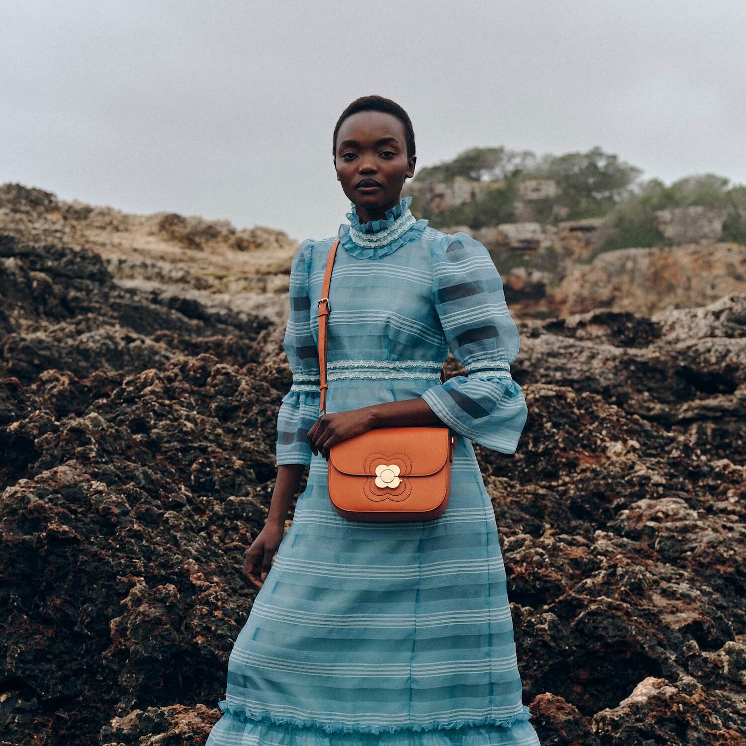 Eclipse Leather Crossbody Bag - Orange