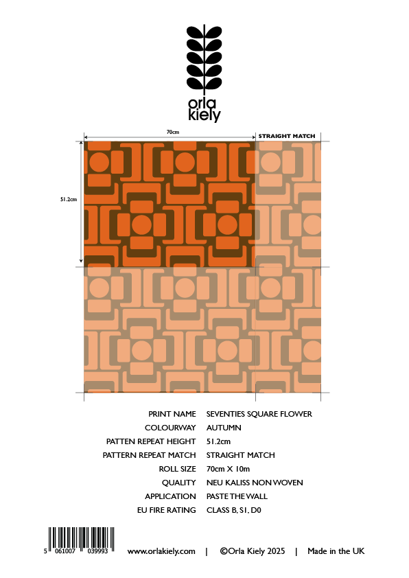 Seventies Square Flower Autumn Wallpaper Sample