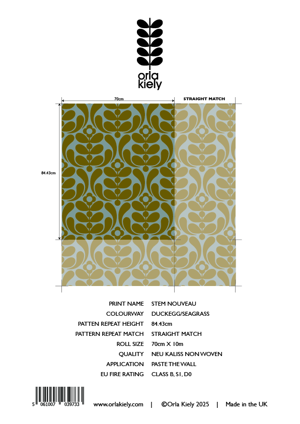 Stem Nouveau Duckegg/Seagrass Wallpaper Sample