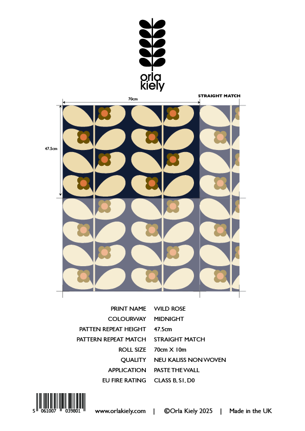 Wild Rose Midnight Wallpaper Sample