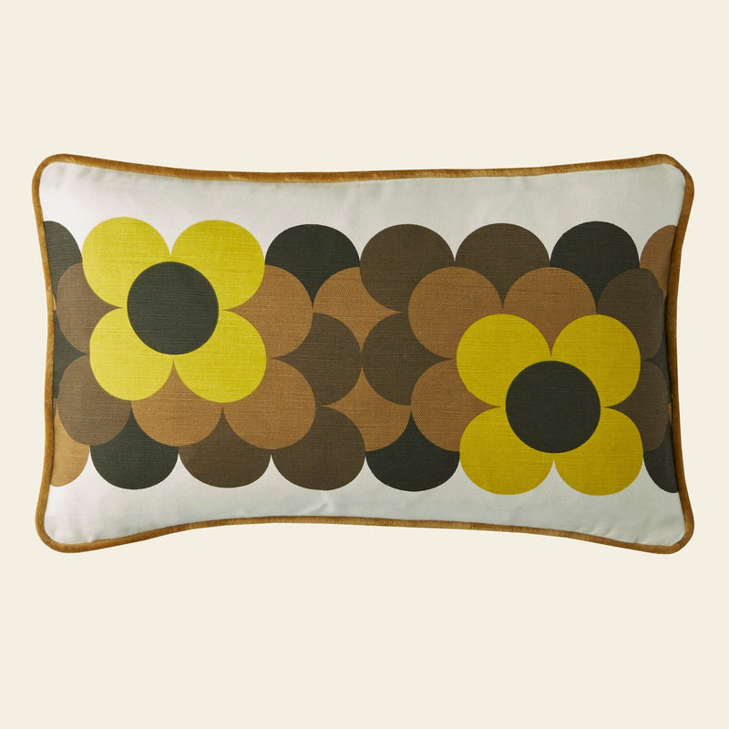 Retro Flower Stripe Cushion - Dune