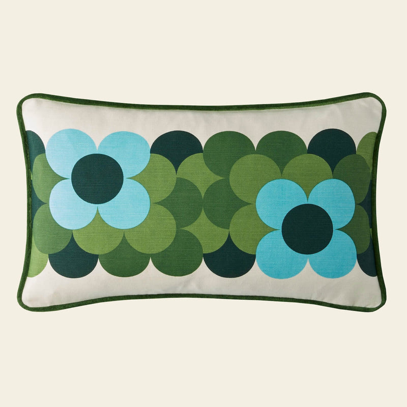 Retro Flower Stripe Cushion - Riviera