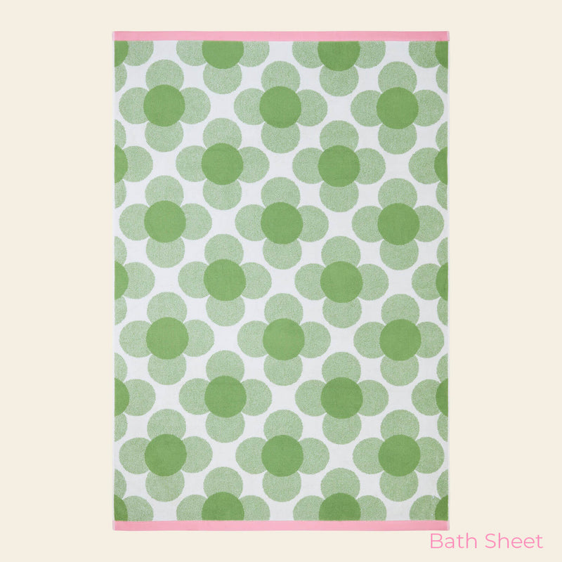 Retro Flower Bath Sheet Towel in Clover by Orla Kiely