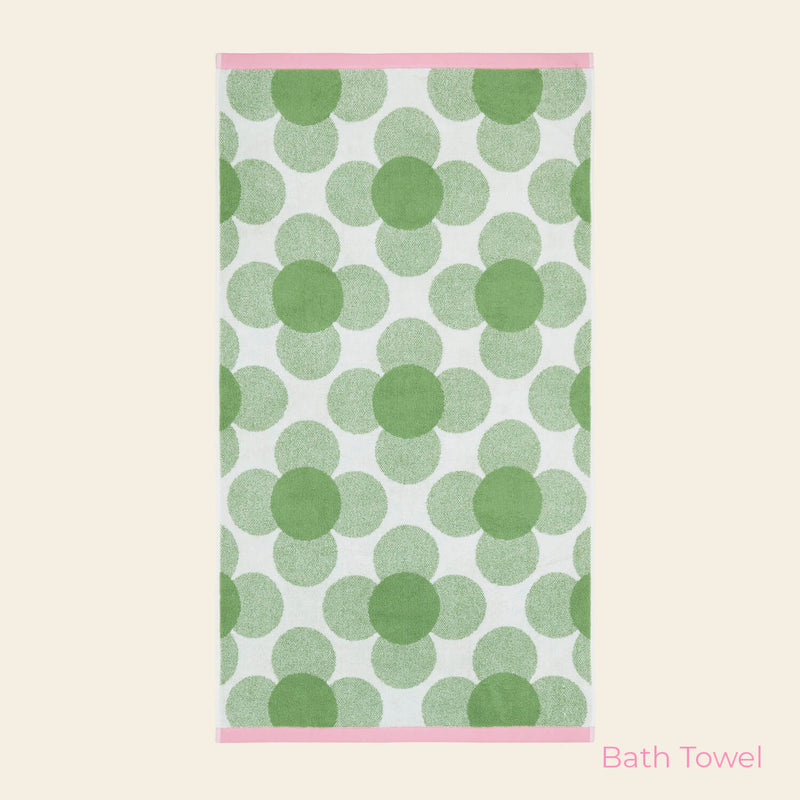 Retro Flower Bath Towel in Clover by Orla Kiely