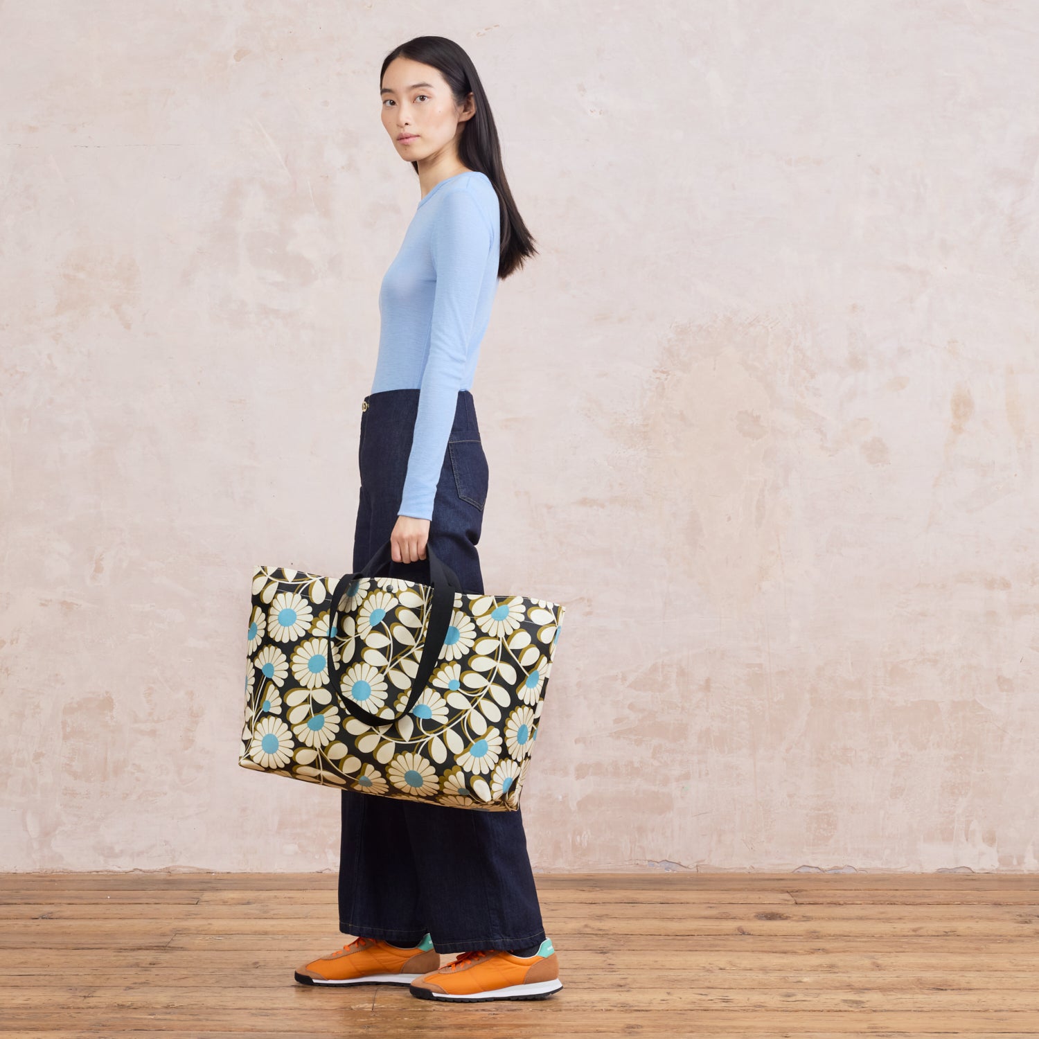 Roll Out Large Tote - Stripe Flower Spot Calypso