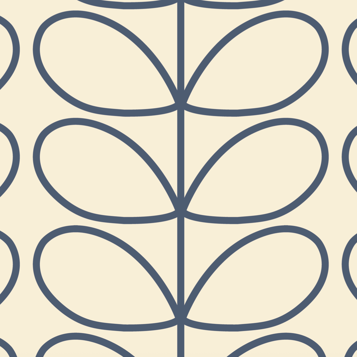Linear Stem Cream Wallpaper Blue Line Sample