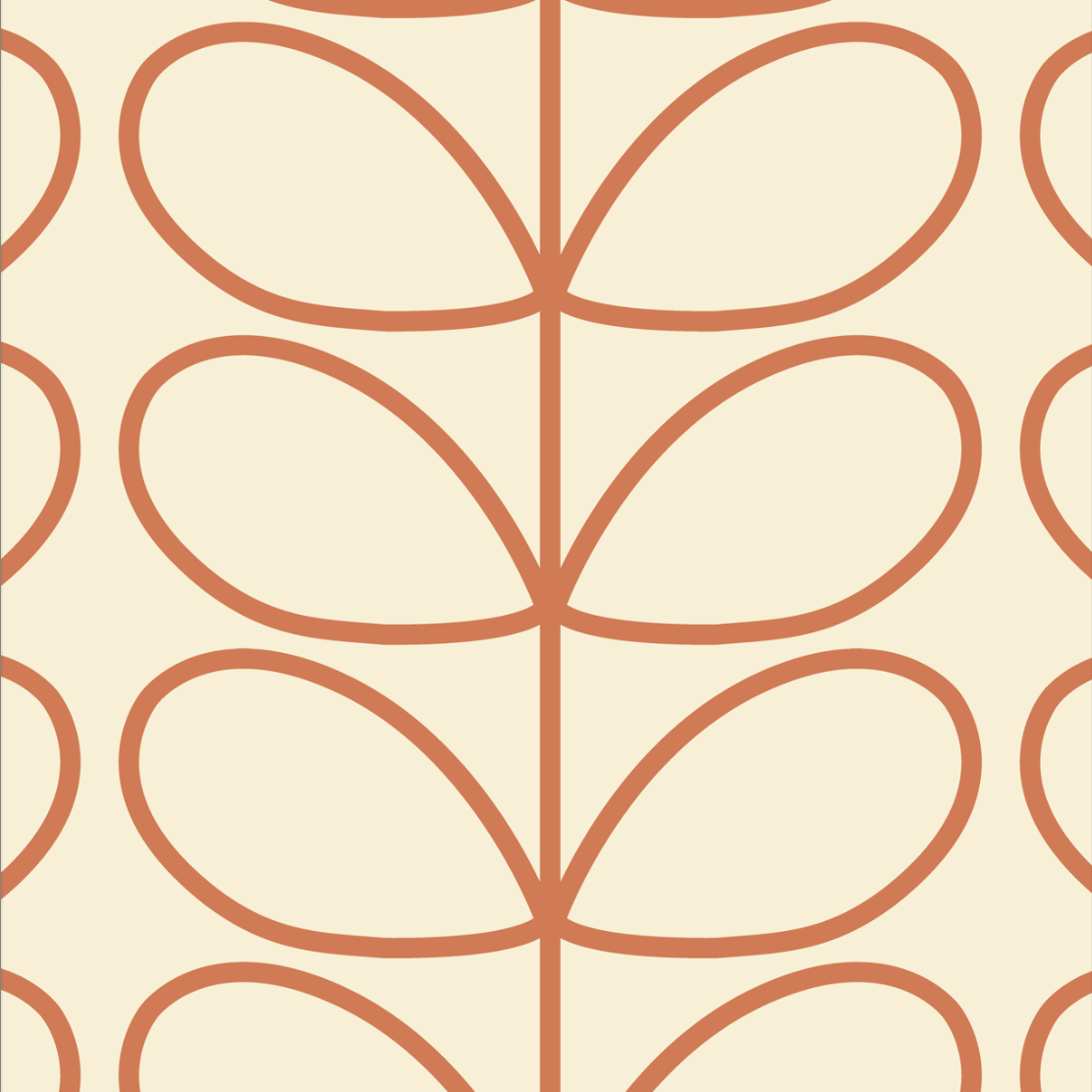Linear Stem Cream Wallpaper Orange Line