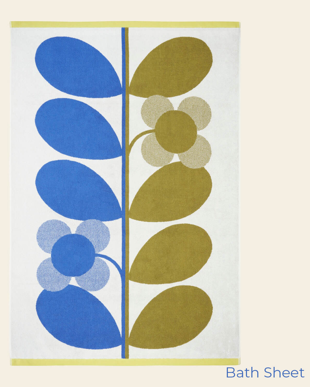 Stem Bloom Duo Bath Sheet Towel in Blue Fawn by Orla Kiely