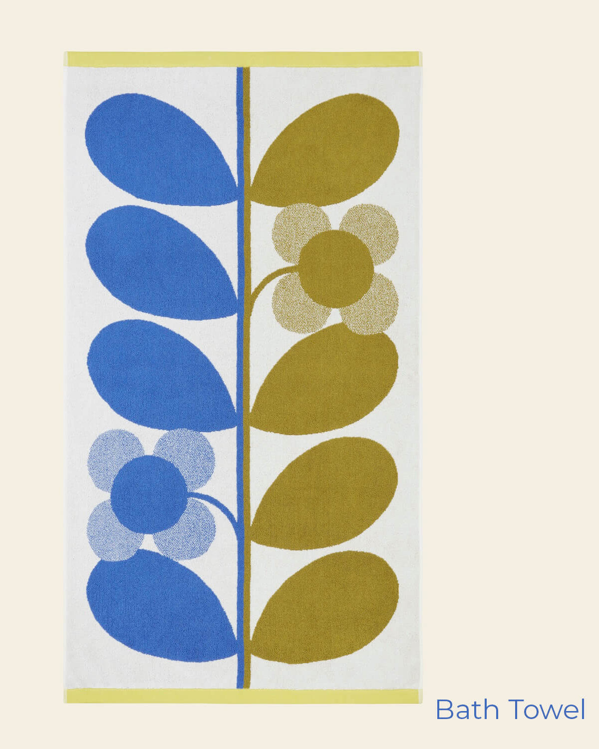 Stem Bloom Duo Bath Towel in Blue Fawn by Orla Kiely