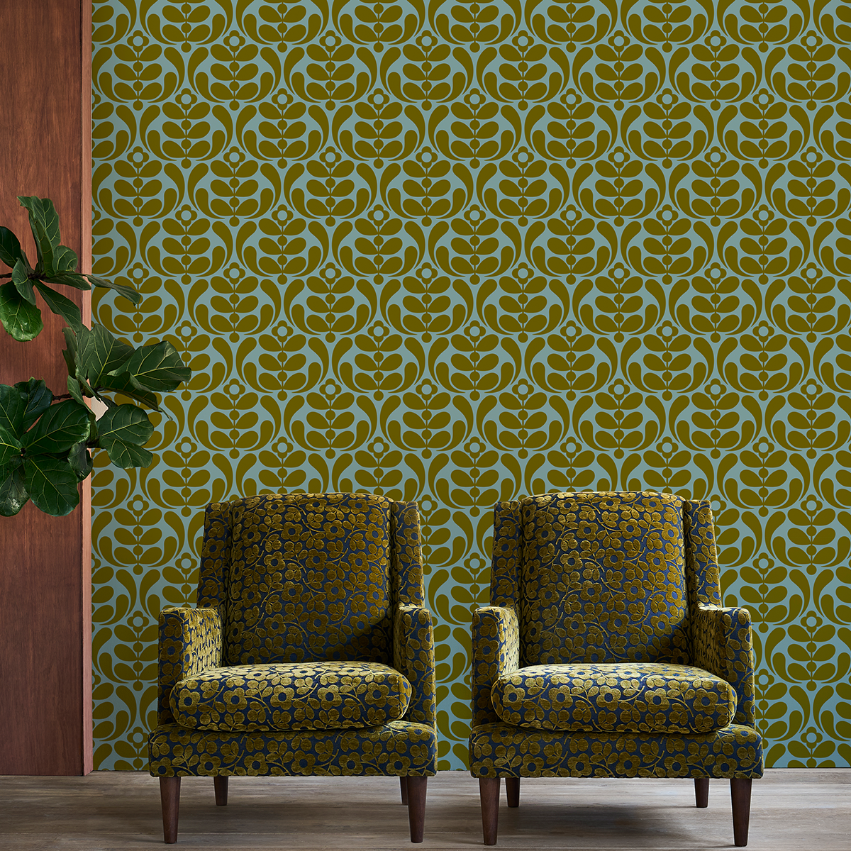 Stem Nouveau Duckegg/Seagrass Wallpaper