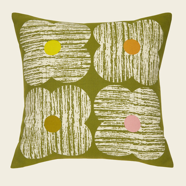 Textured Flower Cushion - Moss