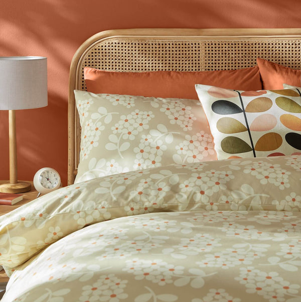 Close up lifestyle shot of wisteria Orla Kiely bedding