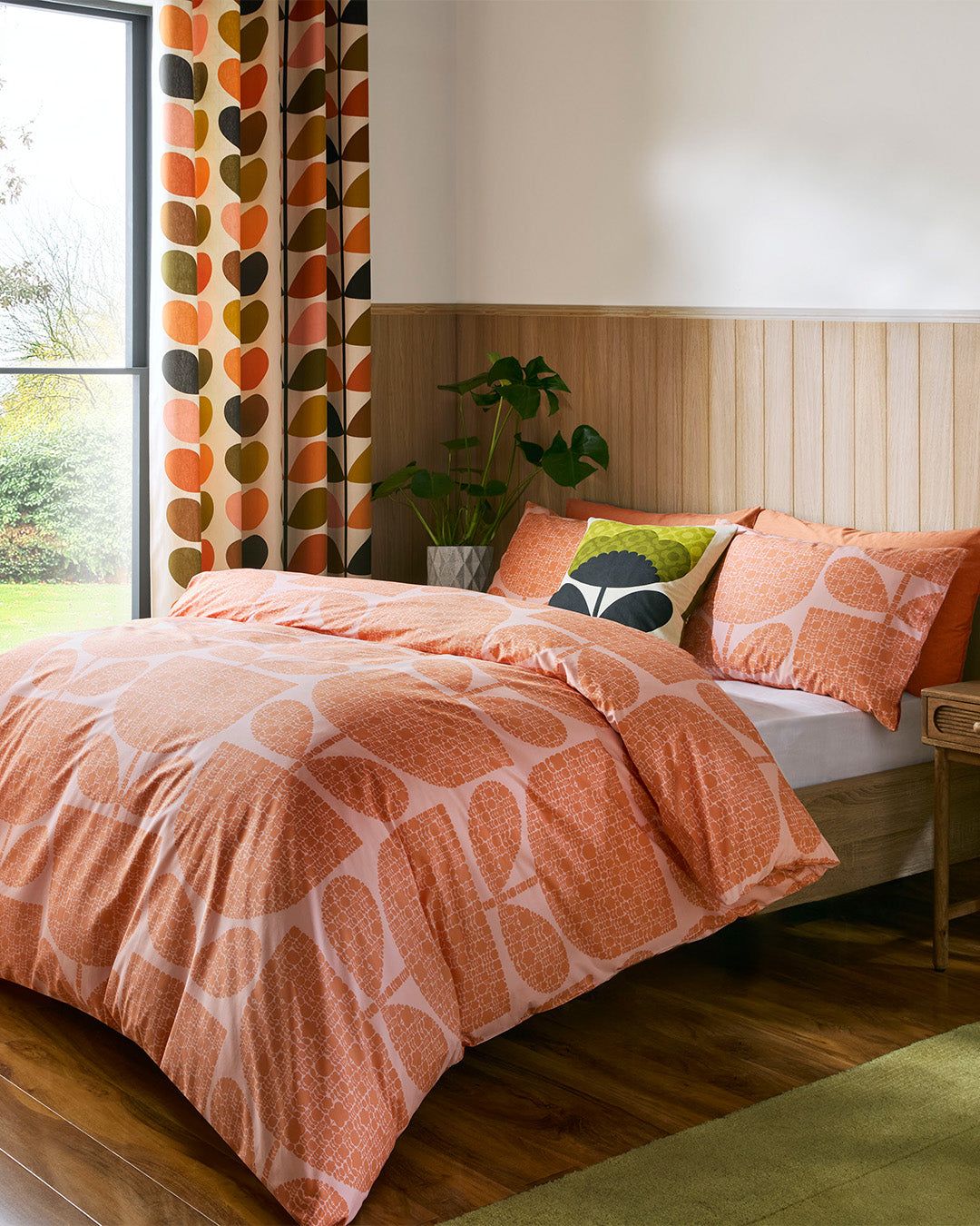 Block Garden Bed Linen Set - Orange Sorbet