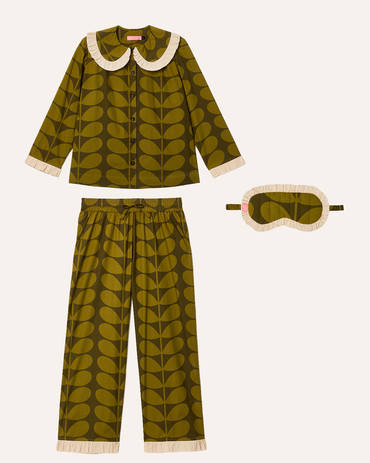 Pyjama & Eye Mask Bundle - Solid Stem Khaki