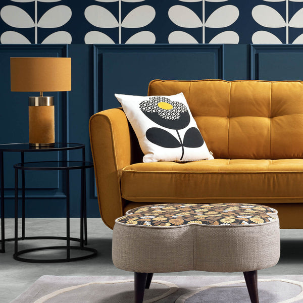 Orla Kiely themed living room set up