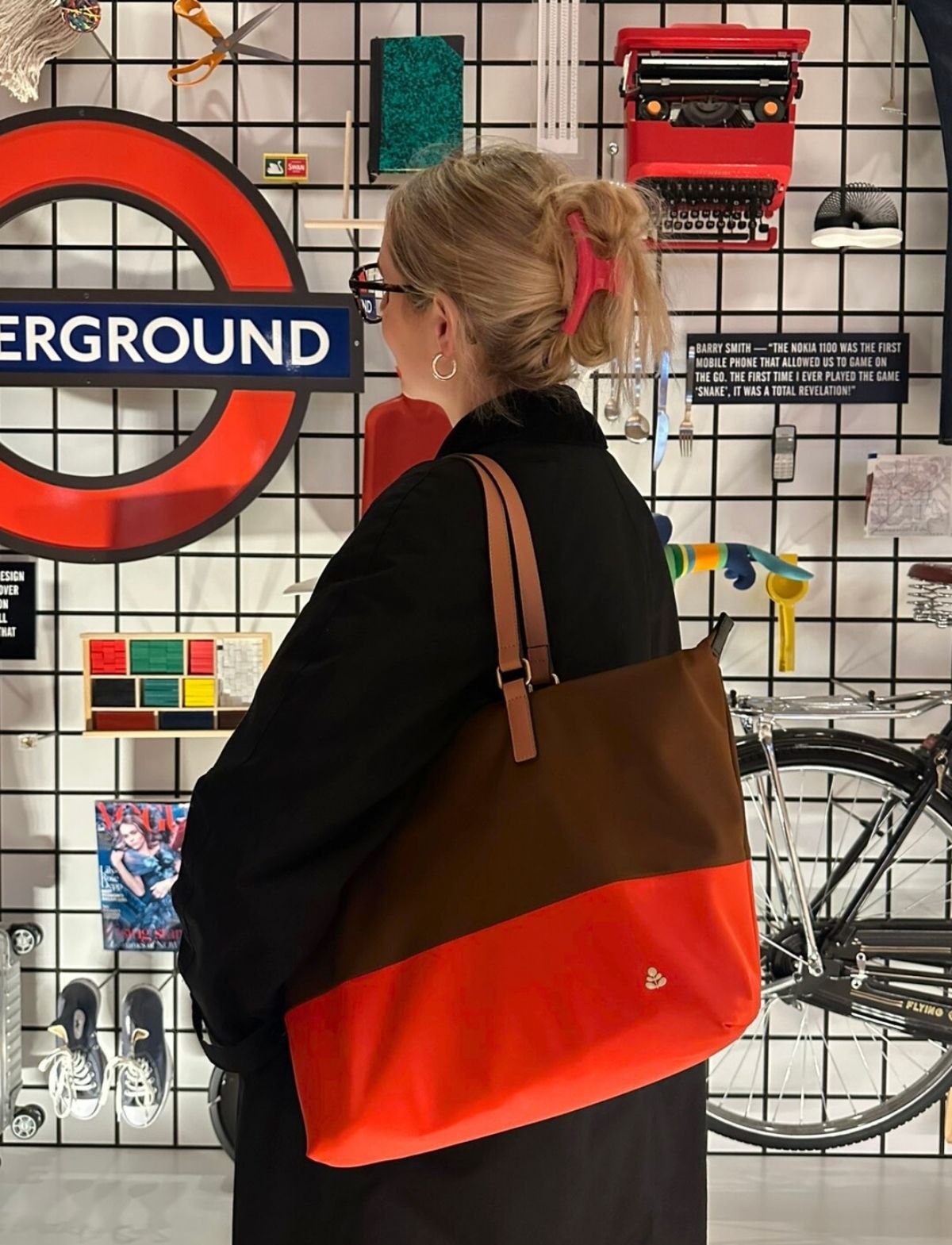 Colourblock Tote Bag - Brown