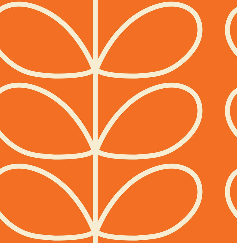 Giant Linear Stem Tomato Wallpaper in Orange Artwork by Orla Kiely