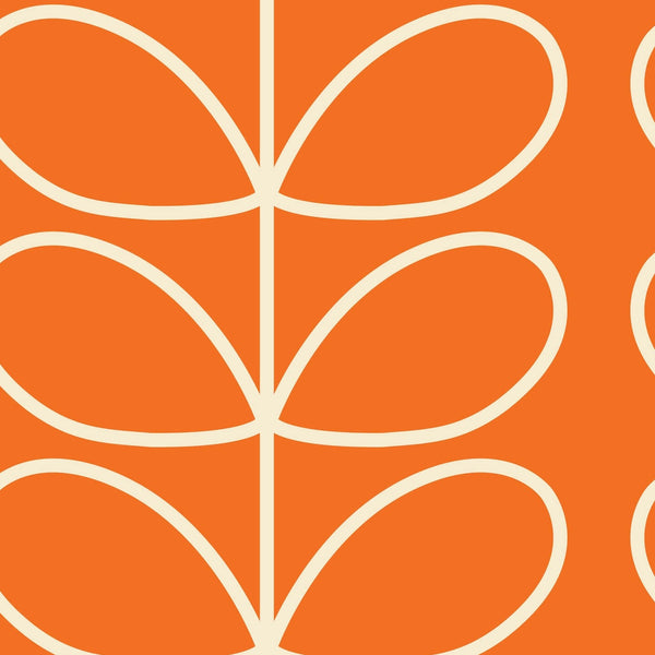 Giant Linear Stem Tomato Wallpaper in Orange Artwork by Orla Kiely