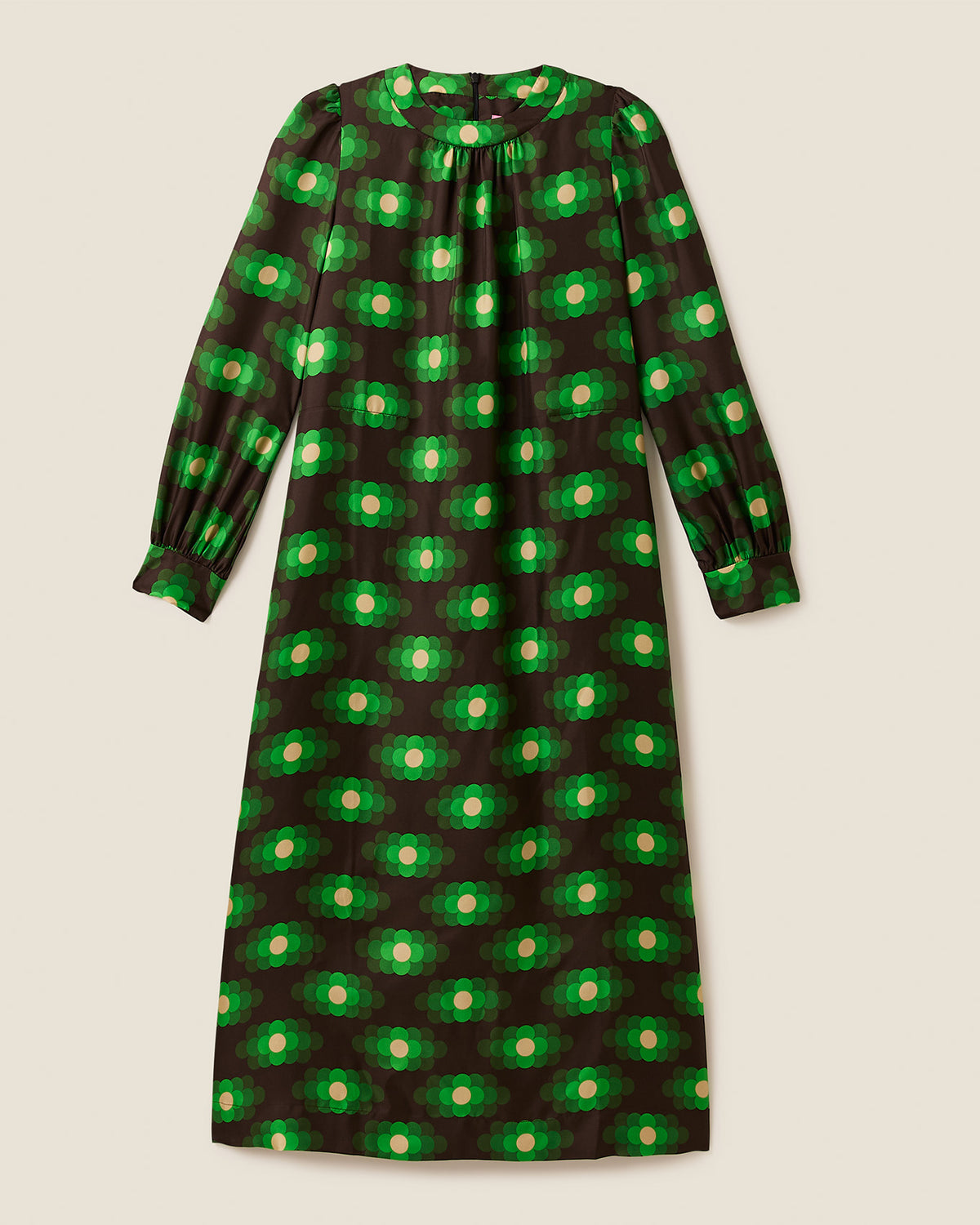 Orla Long Sleeve Midi Silk Dress - Flower Haze