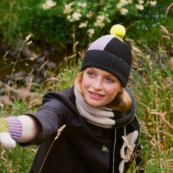 Colour Block Beanie - Neon Yellow