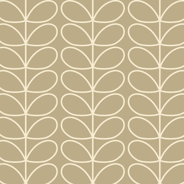 Linear Stem Stone Wallpaper in Beige Artwork by Orla Kiely